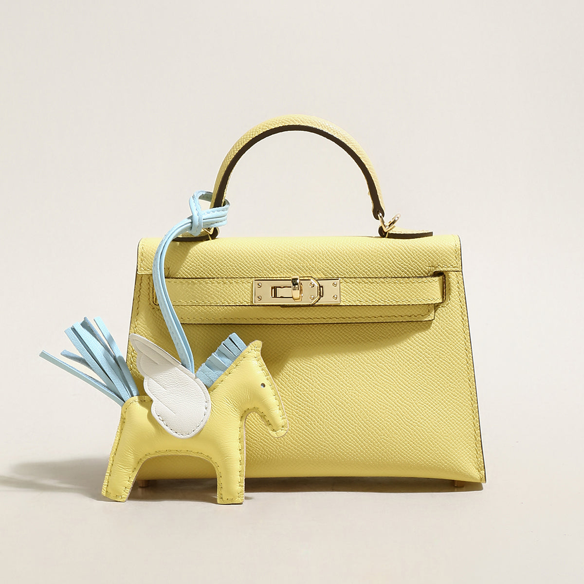 Trendy Petite Top Handle Bag with a Horse Charm