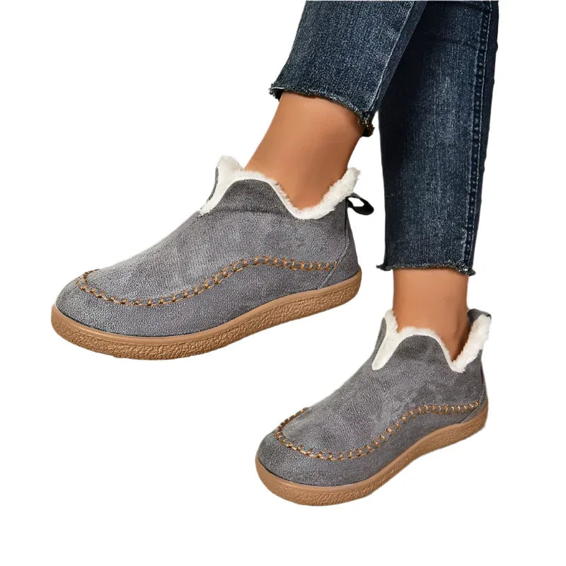 V-Cut Winter Snow Plush Ankle Boots For Women