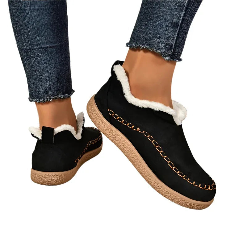 V-Cut Winter Snow Plush Ankle Boots For Women
