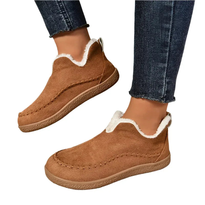 V-Cut Winter Snow Plush Ankle Boots For Women