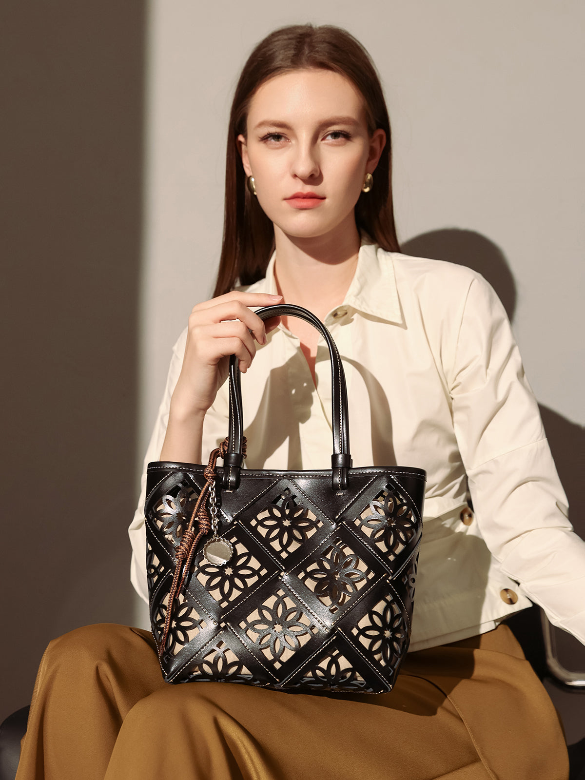 Venetian Perforated Leather Tote Bag