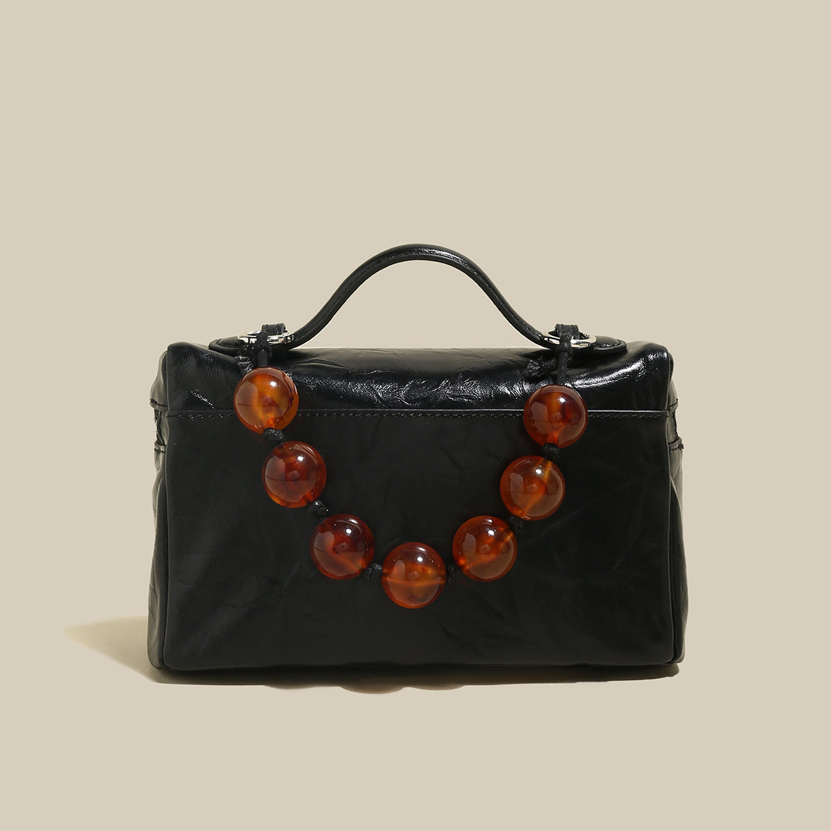 Vintage Vanity Shoulder Bag with Resin Bead Strap