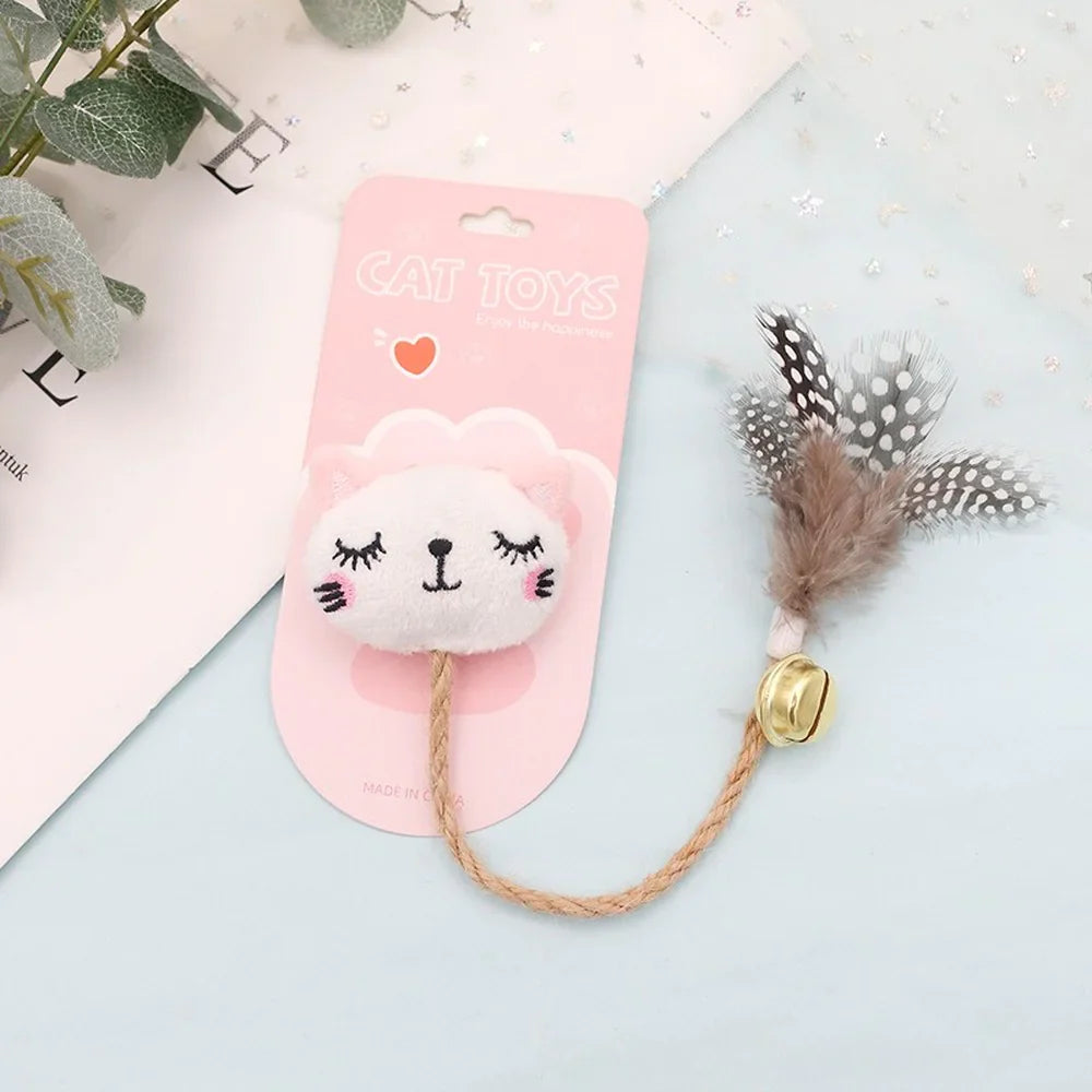 Funny Cat Toy with Feather, Bell, and Hemp Rope