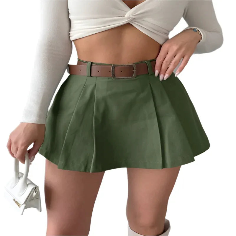 Women's Fashion Solid Color High Waist Skirt