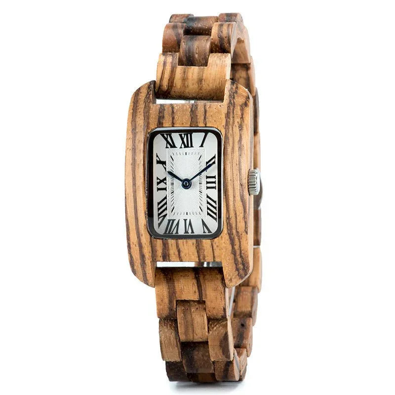 Women's Rectangular Small Wood Watch