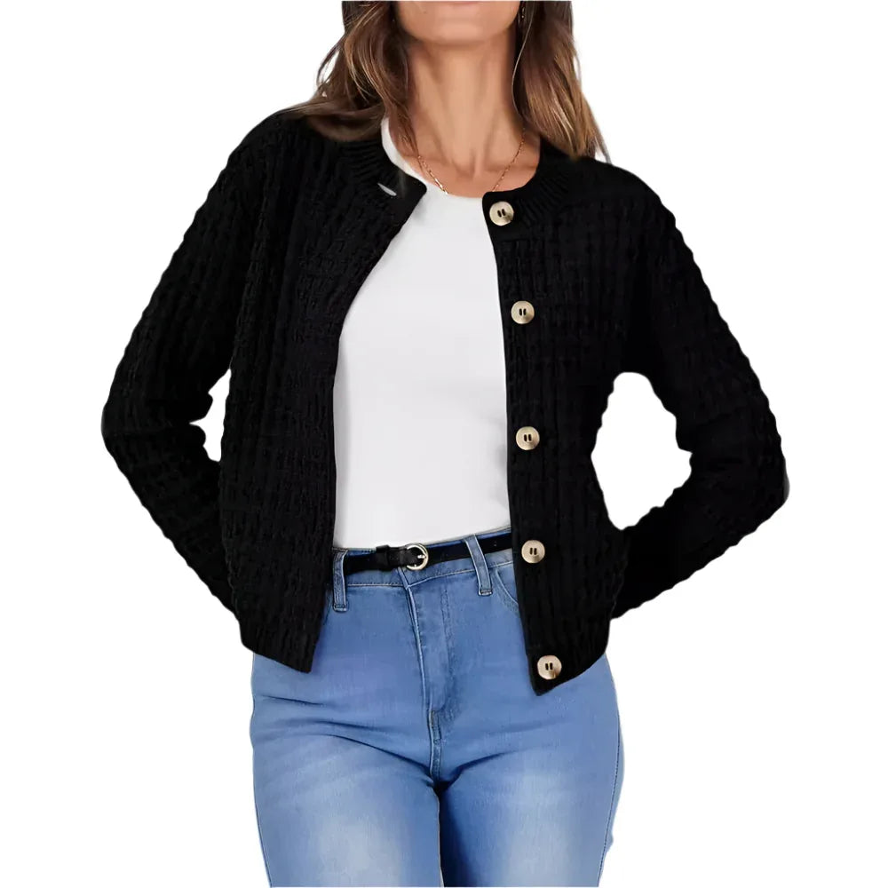 Women's Temperament Crew Neck Knitted Sweater Coat
