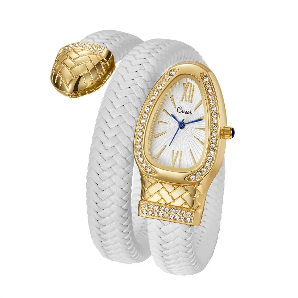 Women's Watch With Snake Shaped Leather Strap