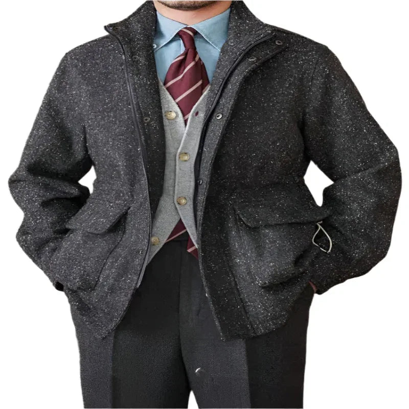 Wool Coat Stand-Up Collar Casual Retro Jacket